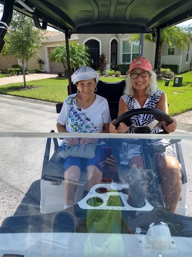 Edith Hirsch 100 Years Old In Golf cart With Lottie Hirsch