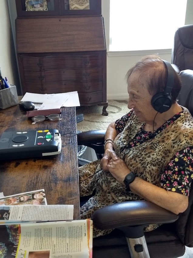 100 Years Old Edith Hirsch Listening To An Audio Book